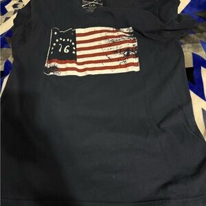 Grunt style Navy Graphic T-Shirt with Flag Design